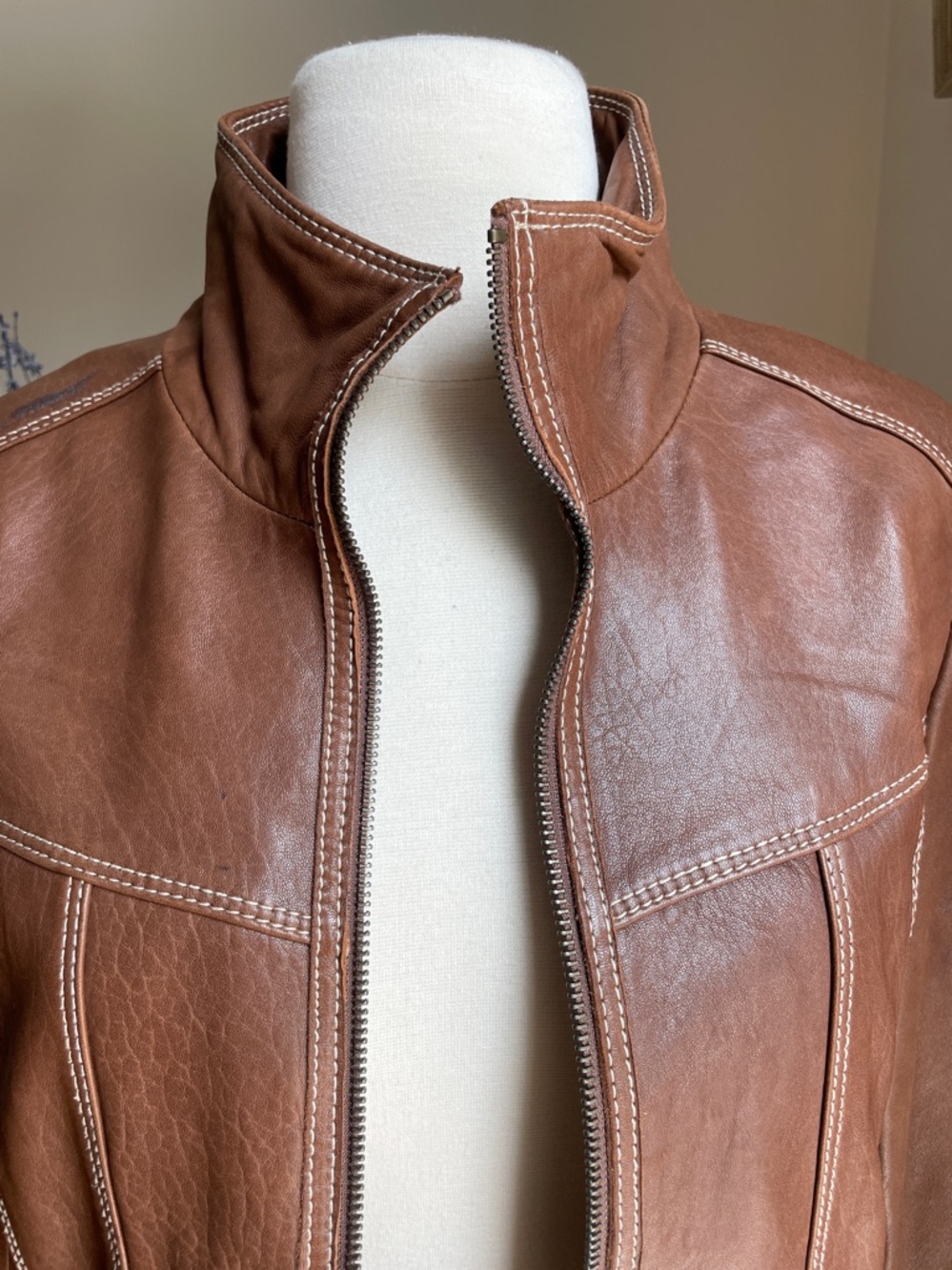 Marc New York Chestnut Brown soft Leather Zip Jacket - Picture 2 of 13